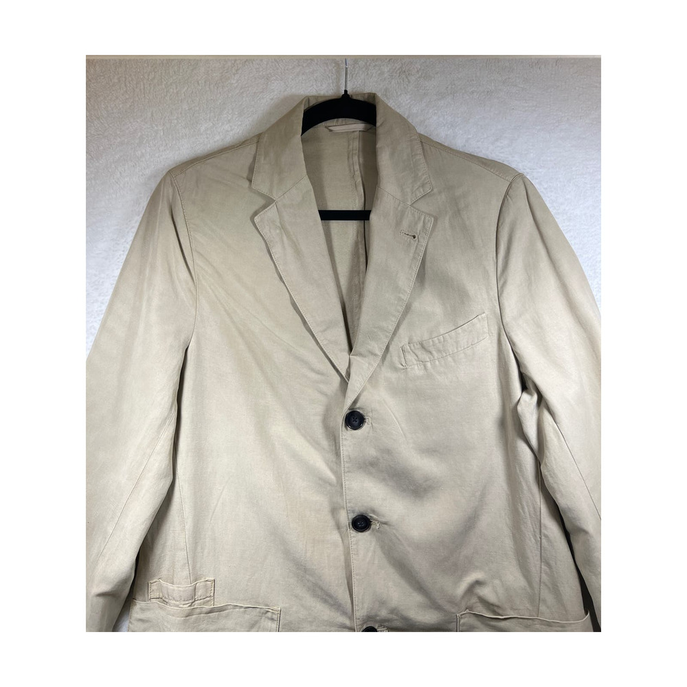 Officine Generale Beige Armie Garment Dyed Linen Blazer Jacket Sport Coat Men 46 - Picture 3 of 15